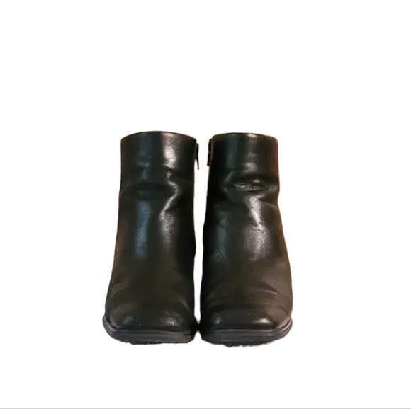 Women Vintage Leather Black Chunky Heel Ankle Boots By Croft and Barrow Size 10M - Picture 3 of 9